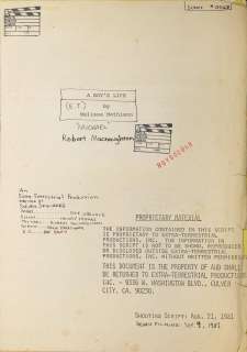 A Robert MacNaughton script of E.T. the Extra-Terrestrial titled A Boy’s Life | Bonhams