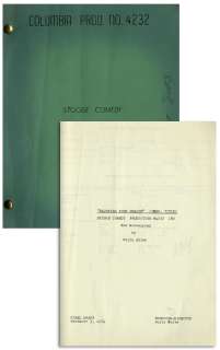 Moe Howard’s Multi-Signed Script for The Three Stooges 1951 Film ’’Wham-Bam-Slam!’’, With Working Title ’’Enjoying Poor Health’’ | Nate Sanders