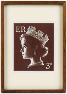 The Crown - Lot 51 - Claire Foy (as the Queen): A framed digital print of the three penny stamp design Season 3, Episode 1, ‘Olding‘ (2)