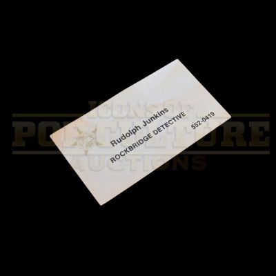 Lot 18 - Christine - Rudolph Junkins’ (Harry Dean Stanton) Business Card - 60-42 | Icons of Pop Culture