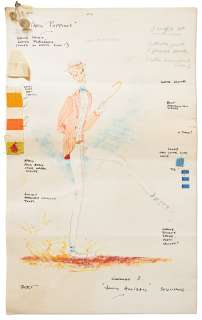 Original ‘‘Mary Poppins‘‘ Costume Sketch from the Famous ‘‘Jolly Holiday‘‘ Sequence -- Large Sketch Measures 14.5‘‘ x 23‘‘, from the Estate of ‘‘Mary Poppins‘‘ Producer Bill Walsh