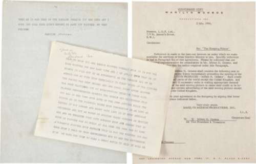 A Marilyn Monroe Set of Documents Related to "The Prince and the Showgirl." (Total: 3 Items)