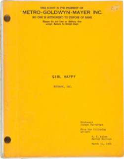 Elvis Presley-Related Script from Girl Happy (MGM, 1965). | Heritage