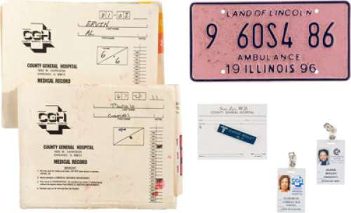 Group of ID Badges, Name Tag, Prop License Plate and Other Items from ER (NBC TV, 1994-2009)...