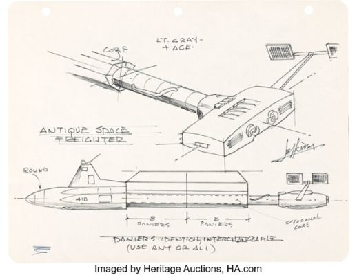 Star Trek: The Original Series (Paramount, 1966-1969), Matt Jefferies Original Concept Sketch for SS Botany Bay from Episode "Space Seed".