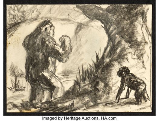 Mighty Joe Young (RKO, 1949), Original Storyboard Artwork by Willis O‘Brien.