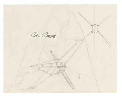 STAR WARS: A NEW HOPE (1977) - Lot 923 - Hand-drawn Colin Cantwell X-Wing Fighter Sketch