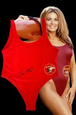 Baywatch - Official Merchandise Red bathing suit, signed by Carmen Electra (Lani McKenzie) - Beckett COA