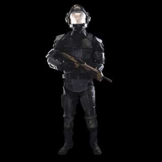 The Expanse (2015-2022) | Glen Miller’s UNN Guard Complete Spacesuit Uniform with Light-up Helmet, Armor, Pack, Light-up Boots, and Rifle | Propstore
