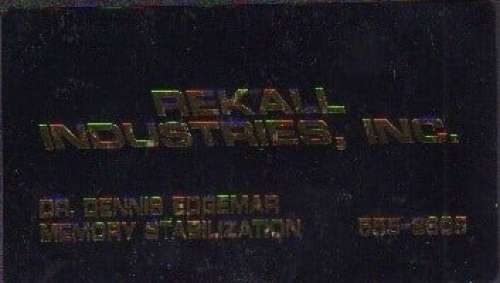 Total Recall prop business card | Piece of the Past