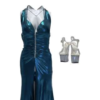 Lot #139 – Hustlers Ramona Jennifer Lopez Screen Worn Dress Shirt Shoes Earrings & Ring Set Ch 3 Sc 28-38