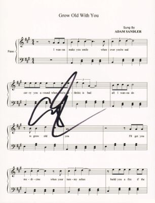 Adam Sandler as Robbie Hart in The Wedding Singer Signed 8x10 Sheet Music | SWAU
