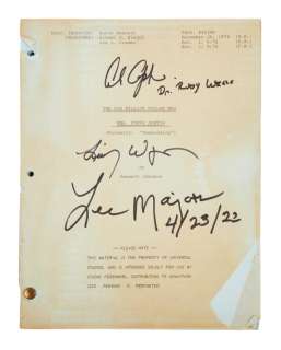 Lot 254 - The Six Million Dollar Man | Lindsay Wagner, Lee Majors, And Alan Oppenheimer Signed Script