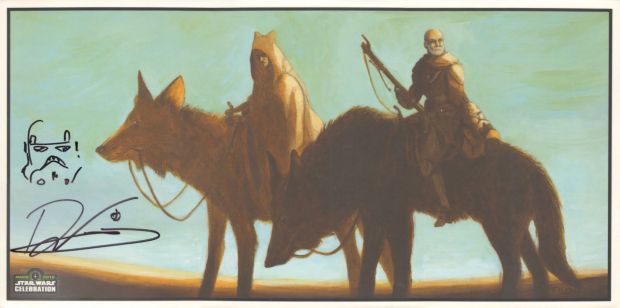 Ahsoka Tano & Captain Rex Star Wars Celebration 2015 Jedi Master VIP Print Signed with Stormtrooper Sketch Original Artwork by Dave Filoni | SWAU