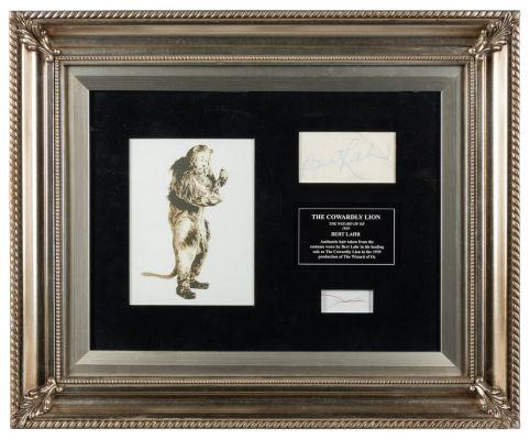 Lot 105 - [WIZARD OF OZ]. Strand of hair from Cowardly Lion’s costume, and Bert Lahr signature. | Potter & Potter