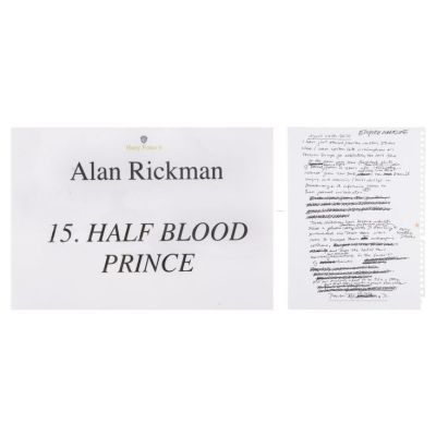 HARRY POTTER AND THE HALF-BLOOD PRINCE (2009) - Lot #595 : The Alan Rickman Archive: Handwritten Notes for Empire Magazine and Dressing Room Sign