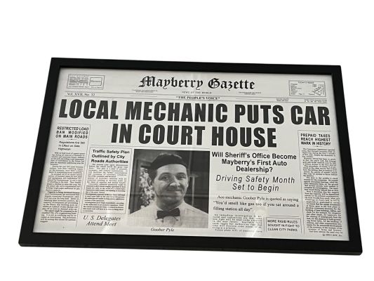 Lot 152 - Framed Mayberry Gazette Newspaper Prop | Other auctions