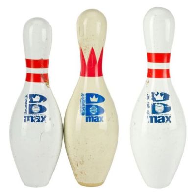 Kingpin (1996) | Lot 349 : Set of Three Reno National Bowling Stadium Pins | Propstore