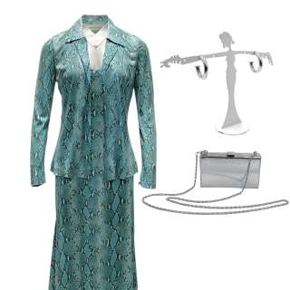 Minx Joyce Ophelia Lovibond Screen Worn Jacket, Maxi Dress, Earrings & Bag Ch 2 Sc 24-35 Ep 203 | VIP Fan Auctions