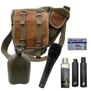 Civil War Anya Sonoya Mizuno Screen Used Microphone, Battery Set, Bag, Canteen, Press ID & Microphone Receiver | VIP Fan Auctions