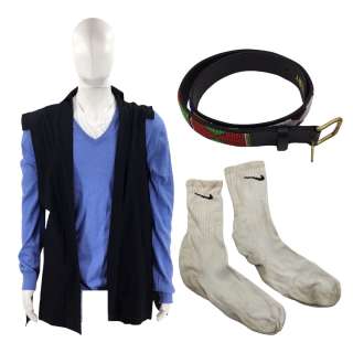 Lot #202: Saltburn Felix Catton (Jacob Elordi) Screen Worn Belt, T-Shirt, Jumper, Commoners Gown & Socks Ch 7-8 Sc 17-18