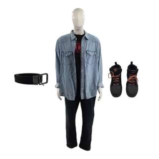 Novocaine Roscoe (Jacob Batalon) Screen Worn Jeans, Button-Up Shirt, T-Shirt, Boots & Belt Ch 3 Sc 98 | VIP Fan Auctions
