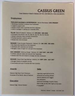 Lot 270 - Sorry to Bother You (2018) - Cassius Green (LaKeith Stanfield) Resume