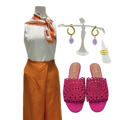 Blink Twice Stacy Screen Worn Blouse, Pants, Scarf, Earrings, Ring & Sandals Ch 3 Sc 61 | VIP Fan Auctions