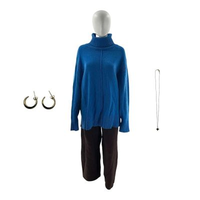 Lot 75: Oh What Fun Lizzie-Wang Wasserman Screen Worn Earrings, Slip On Clogs, Necklace, Pants & Sweater Ch 7 Sc 160-161 | VIP Fan Auctions
