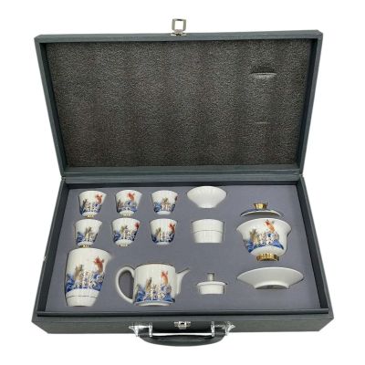 Lot 7: Preparation for the Next Life Polo Screen Used 14 Piece Tea Set W/ Case | VIP Fan Auctions