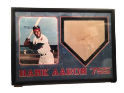 Hank Aaron Signed Home Plate Framed | Premiere Props