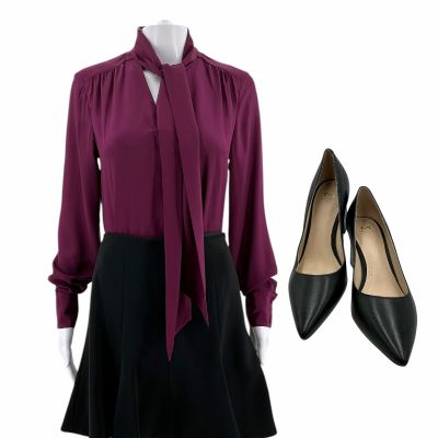 Poker Face Season 2 Deb Lux (Bridget Kim) Screen Worn Button-Up Shirt, Skirt & Heels Ch 1 Sc 20, 30 Ep 205 | VIP Fan Auctions