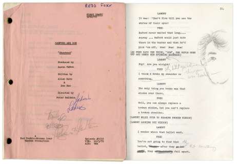 ’’Sanford & Son’’ Season 2, Episode 9 First Draft Script Owned & Annotated by Redd Foxx, With Drawing by Him -- 37 Pages -- Very Good Condition -- From Redd Foxx Estate | Nate Sanders