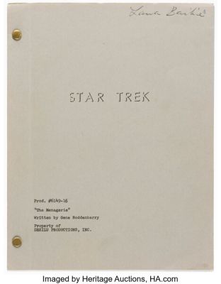 Star Trek: The Original Series (Paramount TV, 1966-1969), Final Draft Script from Episodes "The Menagerie, Part 1 and 2". | Heritage