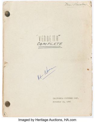 Vendetta (RKO, 1950), Completed Draft Screenplay. | Heritage