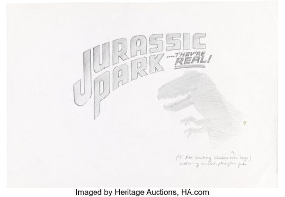 Jurassic Park (Universal, 1993), Michael Salisbury Preliminary Logo Design. | Heritage