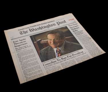 Lot 193 - Man of the Year - Robin Williams Prop Newspaper - A723