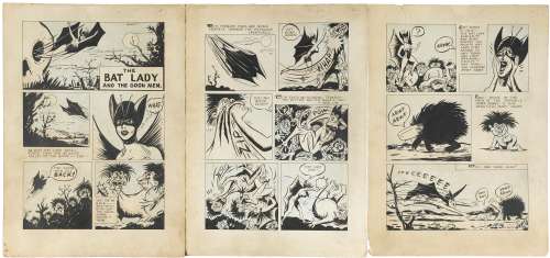 A group of original Bat Lady prop comic book art from Artists and Models | Bonhams