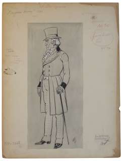 Oscar Winning Costume Designer, Arlington Valles Original Sketch for ’’The Gorgeous Hussy’’ 1936 MGM Film Starring Lionel Barrymore | Nate Sanders