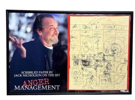 Lot 10 - Anger Management (2003) - Jack Nicholson Framed Scribbled Set Paper