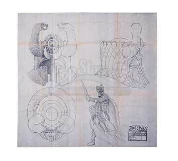 CONAN THE BARBARIAN (1982) - Lot 182 - Thulsa Doom‘s (James Earl Jones) Helmet Blueprint