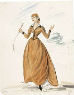 Edith Head Gunfight at the O.K. Corral Costume Design Drawing.... | Heritage