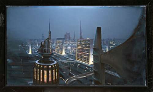 Buck Rogers in the 25th Century Matte Painting of New Chicago at Night (NBC, 1979-1981).