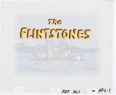 First Episode Opening Title Production Cel for The Flintstones (Hanna-Barbera, 1960).