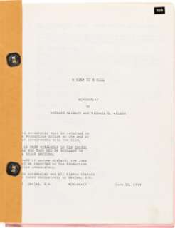 Maurice Binder Script for A View to a Kill (United Artists, 1985).