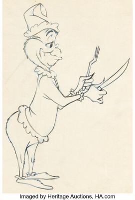 Dr. Seuss’ How the Grinch Stole Christmas Grinch RARE Animation/Model Drawing (MGM, 1966). | Heritage