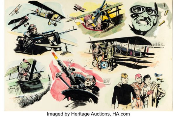 Doug Wildey Signed 28.5’’ World War I Pitch Art (c. 1950-70s). | Heritage