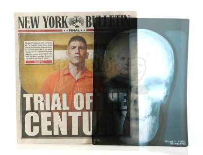 Marvel‘s Daredevil (TV Series) - Lot 291 - Frank Castle‘s Head X-Ray and ‘Trial of the Century‘ Newspaper Cover