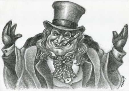 Joan Vizcarra - Batman Returns - The Penguin (Danny DeVito) - Original Drawing - Pencil Art | Catawiki