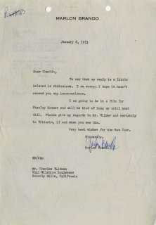 Marlon Brando typed letter signed | Profiles in History
